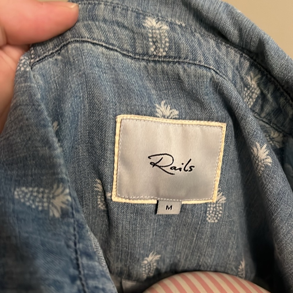 Rails Chambray Blue Pineapple Short Sleeve Button… - image 6